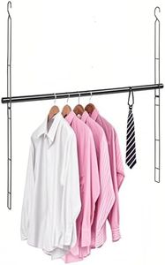 Hanging Closet Rod 31.89in, 6 Height Adjustable Closet Hanging Organizer, Heavy Duty Closet Extender Hanging Rod, Space Saving Clothes Hanging Bar Closet Poles for Hanging Clothes,Black