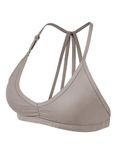 YEOREO Workout Sports Bras for Women Padded Strappy Open Back Gym Bra Lorelie Light Impact Criss Cross Yoga Crop Top Oatmeal S