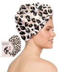 Kitsch Microfiber Hair Towel Wrap - Quick Dry Curly Hair Wraps for Women Wet Hair | Microfiber Towel for Hair | Hair Drying Towel Wrap | Hair Towels for Women | Hair Turban for Wet Hair (Leopard)