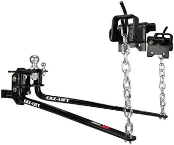 Camco Eaz-Lift Elite 600lb Camper/RV Weight Distribution Hitch - Adjustable Sway Control & Interchangeable Spring Bars - Pre-Installed Hitch Ball & Sway Control Ball - 800lb Max Tongue Weight (48056)