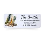 Set of 150 Self Adhesive Camping Themed Return Address Labels 2.625” by 1”, Water Colour Design, Recycled Paper Labels, Labels for Postage (Campfire Design)