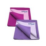 Bumtum Baby Dry Sheet Waterproof Soft Fleece Baby Bed Protector | Anti - Bacterial & Odour Free | Extra Absorbant, Reuseable & Washable (Grape + Lilac Combo, Large Size, 100 * 140cm, Pack of 2)