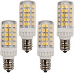 QLEE Led E12 Candelabra Bulb 5w 600lm Salt Rock Lamp Appliance Refrigerator Light Replacement 60 Watt C7 Incandescent Bulb T2 Halogen Chandelier Ceiling Fan Lighting 220v Warm White 4 Pack 3000k