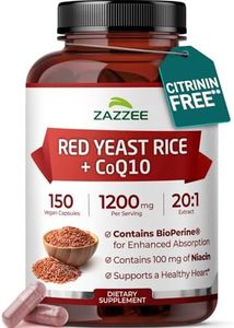 Zazzee Extra Strength Red Yeast Rice 10:1 Extract, 1200 mg, Citrinin Free, 200 Vegan Capsules, Over 3 Month Supply, Concentrated and Standardized 10X Extract, 100% Vegetarian, All-Natural and Non-GMO