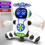 FunBlast Dancing Robot with Music, Robot for Kids with 3D Flashing Lights, 360 Degree Rotation Toy Robot for Kids -Plastic,Multi color,Pack of 1