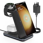 3 in 1 Wireless Charging Station for Samsung, CIYOYO 18W Fast Charger Stand for Samsung Galaxy S24 S23 Ultra S22 S21 S20 Z Flip Fold 4, Galaxy Watch 6/5/5 Pro/4/3, Galaxy Buds 2 Pro, With Adapter