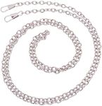 Beadthoven 10 Pieces Bag Strap Chains 120cm Iron Flat Cable Chain Replacement Handbag Chains with Metal Buckles for Crossbody Shoulder Bag Purse Clutch Platinum