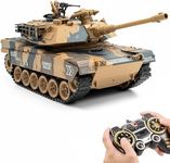 Supdex 1:18 RC Tank, 2.4Ghz US M1A2 Abrams Remote Control Tank Model Toys, Battle Army Tank with Smoke Effects, Light and Sound, RC Military Truck for Adults and Kids That Shoots BBS and Water Bombs