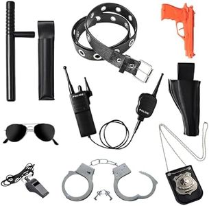 Dress-Up-America Police Accessories for Kids – Includes Handcuffs, Badge and More, Durable Plastic Construction, Police Force Halloween Accessories for Kids - Ultimate All-in-One Role Play Set