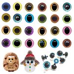 Doll Eyes 12-25mm Mixed Color Doll Eyes, Colorful Plastic Safety Eyes with Colorful Glitter Washers for Doll, Puppet Crafting, Plush Animal Teddy Bear Craft Making (Assorted Size)