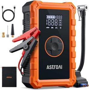 AstroAI S8 Air Jump Starter with Air Compressor, 1500A Peak Car Battery Jump Starter Portable (6.0 Gas/3.0L Diesel) with 150PSI Cordless Auto-Shutoff Tire Inflator, 12V Battery Charger Booster(Orange)