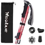 Trekking Pole,Collapsible Walking Hiking Stick for Men Women, Ultralight Aluminum Ski Pole with EVA Grip(Red 1 Pack)