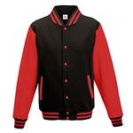 Star and Stripes Varsity Jacket Jet Black with Fire Red Sleeve Large plus 1 T Shirt