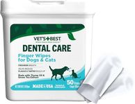 Vet's Best Dental Care Finger Wipes | Reduces Plaque & Freshens Breath | Teeth Cleaning Finger Wipes for Dogs & Cats | 50 Disposable Wipes