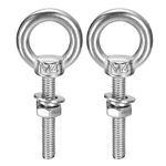 sourcing map Lifting Eye Bolt, 2 Sets M4x25mm Eye Bolt with Nut Washer 304 Stainless Steel Shoulder Lifting Ring Eye Bolt for Hanging Item