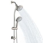 UCLIMAA High Pressure Shower Head with Handheld Shower, Drill-Free 3-Way Diverter, Adjustable Height Slide Bar Dual Shower Head Combo Set for Easy Reach, with 5ft Hose - Brushed Nickel