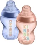 Tommee Tippee Closer to Nature Baby Bottles, Slow Flow Breast-Like Teat with Anti-Colic Valve, 260ml, Pack of 2, Be Kind