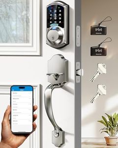 Veise Fingerprint Smart Locks for Front Door with Handle Set, App Control, Keyless Entry Keypad Deadbolt, Digital Electronic Touchscreen, Easy Install, Auto Lock, Satin Nickel