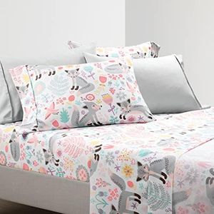 Lush Decor Pixie Fox Soft Sheet Set, 4 Piece Set, Twin, Gray & Pink - Twin Bed Sheets - Toddler Bedding Set for Girls - Twin Sheets - Kids Whimsical Sheet Set - Woodland Bedroom Decor