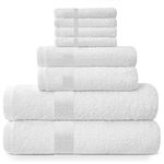 Midland Bedding 8 Piece Bale Towel Set, Cotton Towels Set - 4 Wash Cloths/Face Towels, 2 Bath Towels and 2 Hand Towels for Bathroom. 400 GSM Thread Count (White)