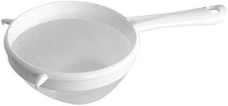 Fackelmann Sieve 15cm⌀, Strainer, Medium, Fine Mesh, Plastic, 15x9.5x27cm, White