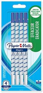 Paper Mate Magic+ Eradicator, punta fina, azul, paquete de 4