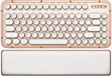 Azio Retro Compact Keyboard (Posh) - Bluetooth Wireless/USB Wired Vintage Backlit White Leather Mechanical Keyboard with Arm Rest for Mac and PC (MK-RCK-L-02-US)