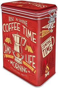Nostalgic-Art Boîte à café rétro, Camp Coffee Time – Idée de cadeau pour fans de camping, Récipient avec couvercle aromatique, Design vintage, 1,3 l