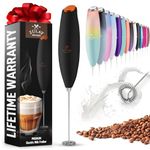 Zulay Kitchen Powerful Milk Frother Wand - Handheld Milk Frother Electric Whisk - Durable Milk Foamer & Mini Blender - Electric Mixer Coffee Frother for Frappe, Matcha - Black/Copper