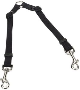 Coastal Pet Two-Dog Adjustable Coupler - Tangle-Free Dog Leash Connector - Dog Walking Leash Coupler - Perfect for Dogs Black, 3/4" x 24"-36"