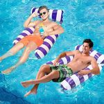 2-Pack Inflatable Pool Float Chair,Swimming Pool Floats,Water Hammock Floatie Raft Recliner with Bottom Mesh Pool Toys for Adults Swim Floating Party Vacation Fun and Rest (Dark Blue)