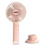 AGARO Elite Mini Fan, 4 inches, Rechargeable Lithium-Ion with 2000 mAh Battery, 3 Speed Option and Table Dock Fan for Home, Kitchen, Office Desk, High Speed, Pink