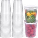 Deli Food Containers with Lids - 24 Sets 32 oz Airtight Food Storage Containers, Freezer/Dishwasher/Microwave Safe, Soup Containers For Takeout Meal Prep Storage