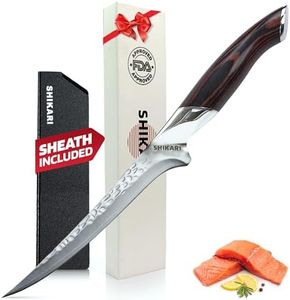 SHIKARI Boning Knife – 7 Inch Filet Knife for Fish & Meat – Full Tang VG10 Steel Blade with Hammer Pattern – Professional Boning Knives for Meat Cutting – Ergonomic Pakkawood Handle