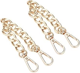 PH PandaHall Purse Extender, 2 Pack 7.8 Inch Golden Aluminum Bag Flat Chain Strap with Alloy Swivel Clasps Handbag Chain Straps Metal Bag Strap Replacement Purse Clutches Handles