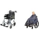 Days Escape Wheelchair, Foldable Frame, Comfortable and Lightweight Aluminium, Includes Removable Footrest, Mobility Aids, Wide, Silver/Blue with Homecraft Wheelchair Lined Poncho