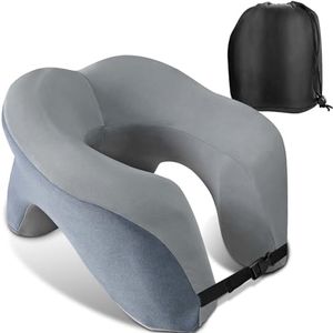 HahaGo Almohada cervical, cojín cervical de avión, cojín cervical de espuma viscoelástica, almohada de viaje multifuncional para adultos, almohada portátil en forma de U para el hogar, viajes, oficina
