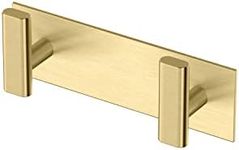 Gatco 1283B Elevate All Modern Decor Double Hook, Brushed Brass | Wall Mount 6.50" W X 2.50" H 2-Hook Robe, Towel Holder