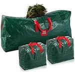 Jumbo 9FT Christmas Tree Storage Bag - 3 Piece Set Includes 2 Garland Storage Bags for Xmas Decorations - Durable Reinforced Carry Handles, Dual Zippered Storage Containers Waterproof Xmas Storage Bag