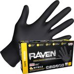 SAS Safety 66519 Raven Powder-Free Disposable Black Nitrile 6 Mil Gloves, Extra Large, 100 Gloves by Weight