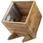 MyGift Rustic Burnt Solid Wood Record Album Holder Stand Storage Crate, Vinyl LP Album Collection Organizer Display Box