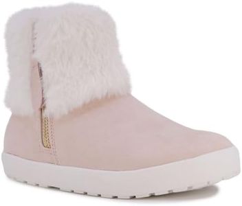 LONDON FOG Girls Elia Street Cold Weather Snow Boots Faux Fur Zip Up Warm Lined Snow Boots For Girls, Blush, 4 Big Kid