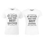 Hangout Hub Boy's & Girl's Round Neck T-shirt My Sister Brother has the Best Brother Sister (White;Boys-8-10Yrs;Girls-12-14Yrs ;) Pack of 2 Kids Sibling Family T-shirts