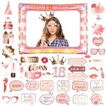 Newthinking 18th Birthday Photo Booth Props, Rose Gold Inflatable Selfie Frame Funny DIY Birthday Party Props for 18th Birthday Party Supplies Decoration