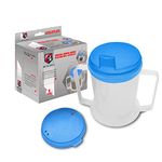 Wolvex 350ML Adult Drinking Cup Beaker with Handles & Anti Spill lids for Disabled Adults Dishwasher and Microwave Safe BPA, PVC and Latex Free