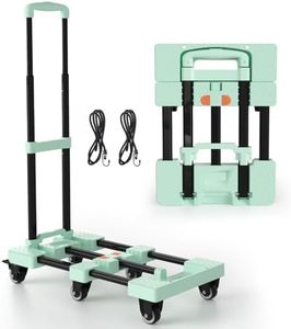 Voipvvii Folding Hand Truck 500lbs Heavy Duty Portable - 6 Wheels Collapsible Design with 2 Elastic Ropes, Lightweight 6.5lbs for Travel, Moving & Storage