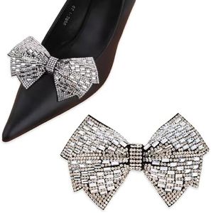 Lasyman 1pair Women Butterfly Bow Wedding Crystal Bridal Shoe