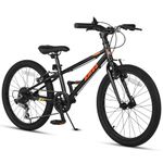 Glerc AMOS 20 inch Kids Bike for 6 7 8 9 Year Old Boys Girls Teen with Dual Handbrakes & Kickstand 6 Speeds Drivetraint, Black