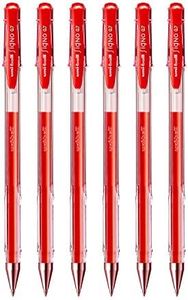 UNI-BALL Signo UM-100 0.7mm Gel Pen | Extremely Quick Drying Ink | Transparent Sleek Body | Smooth Long Lasting Smudge Free Ink | School and Office stationery | Red Ink, Pack of 6