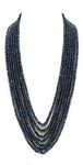 Manbhar Gems Semi Precious Stone Onyx Blue Sapphire Colour 7 Layer Necklace for Women